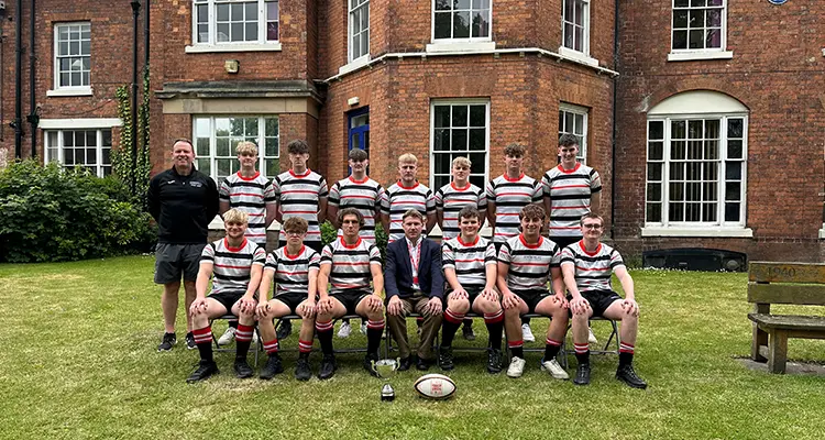 Rugby students group photo with Principal