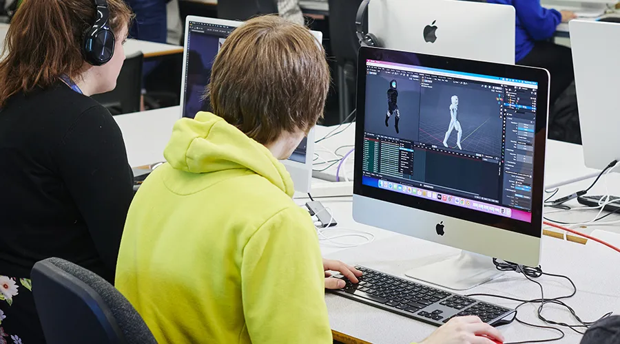 Student using 3D modelling software